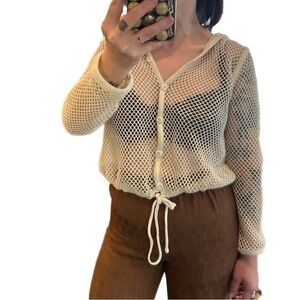 SALE PRICE Vintage Cream Mesh Knit Sweater